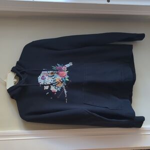 Floral Graphic Black Alaska Hoodie Size Medium